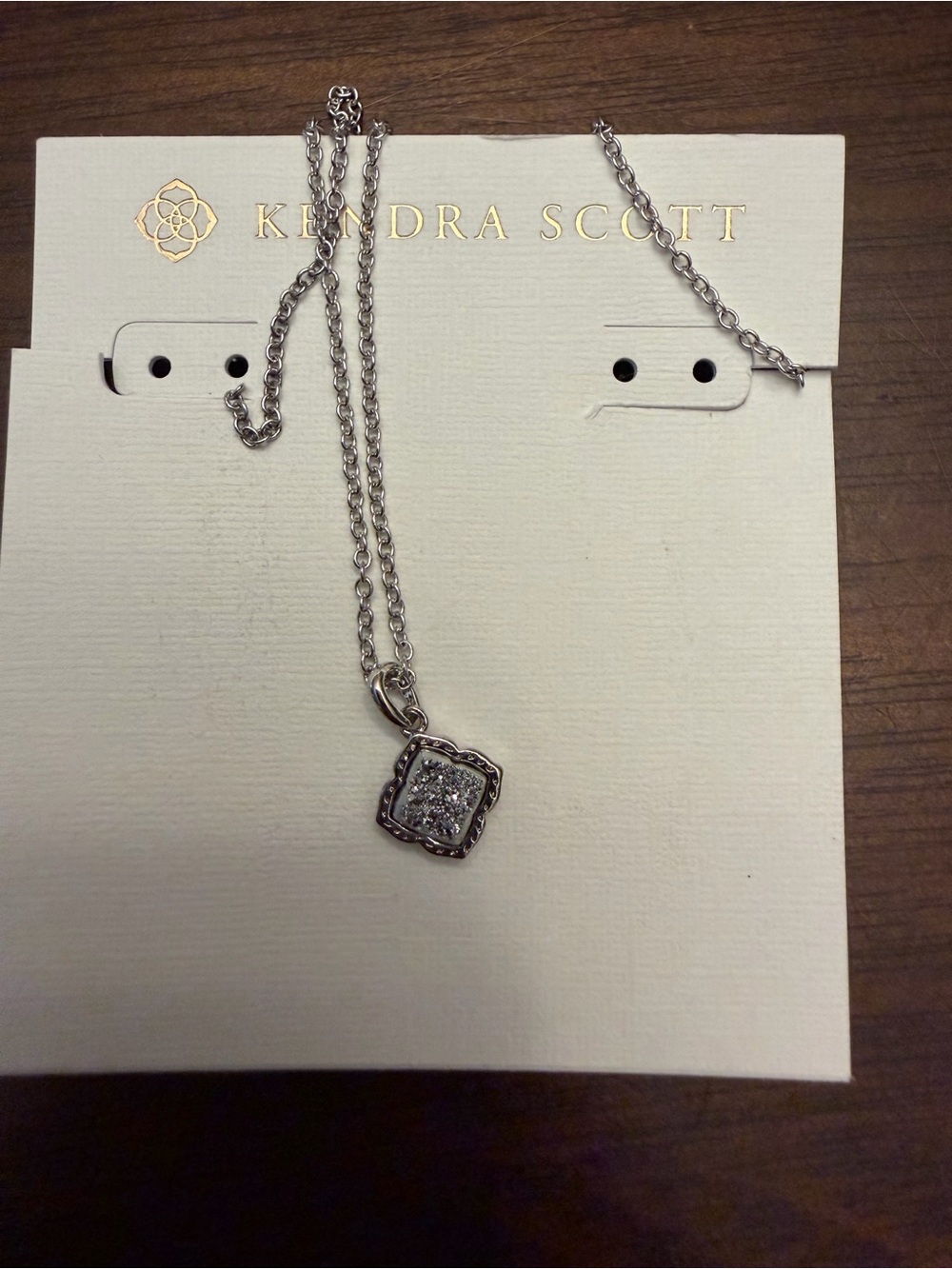 Kendra Scott Silver Pavé Square Pendant Necklace - Silver
